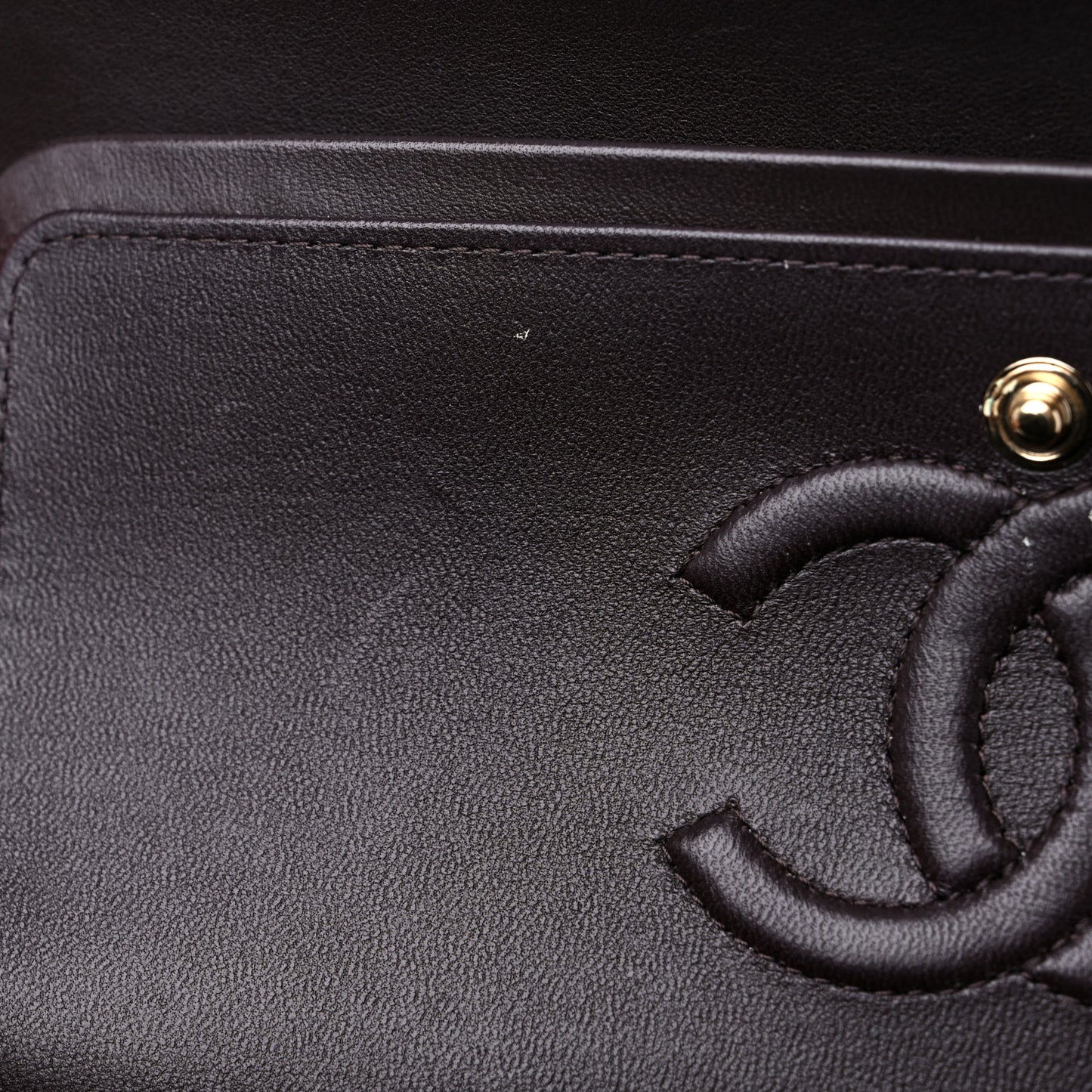 Lambskin Quilted Small Double Flap Dark Brown