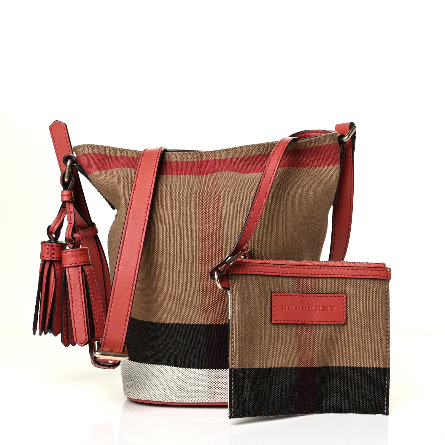 Burberry Canvas Mega Check Mini Ashby Tassel Crossbody Pink 1 of 11
