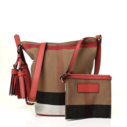 Burberry Canvas Mega Check Mini Ashby Tassel Crossbody Pink 1 of 11