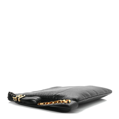 Chanel Calfskin Crocodile Embossed Quilted Medium Gabrielle Cosmetic Case Black 4 of 10