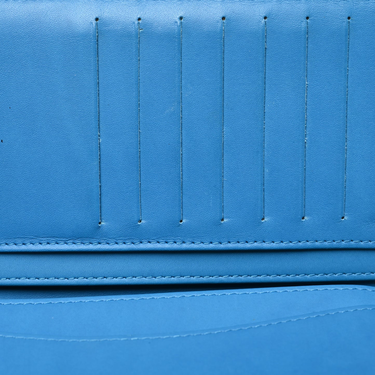 Patent Calfskin Quilted Yen Wallet Blue