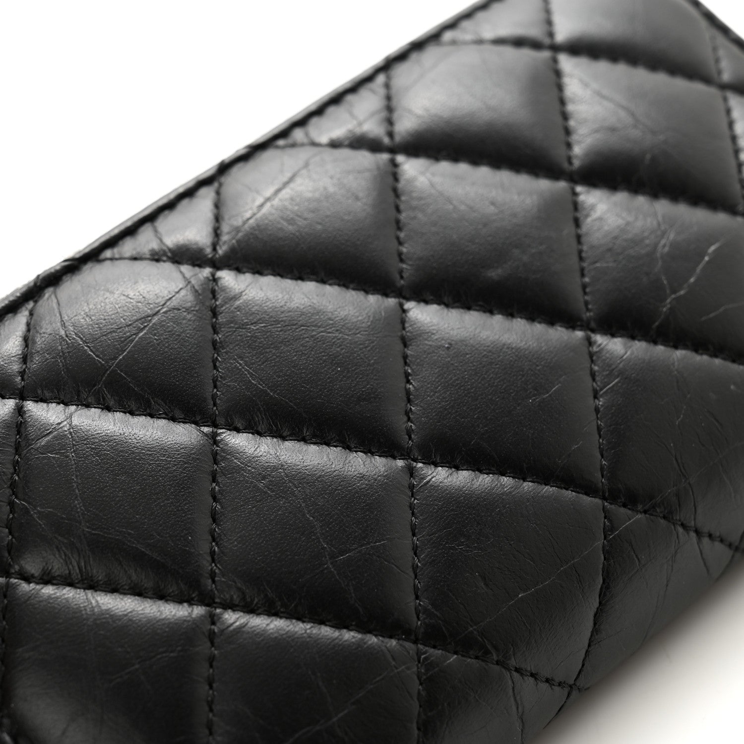Chanel Aged Calfskin Quilted Small New York Charms 2.55 Reissue Zip Around Wallet Black 12 of 12