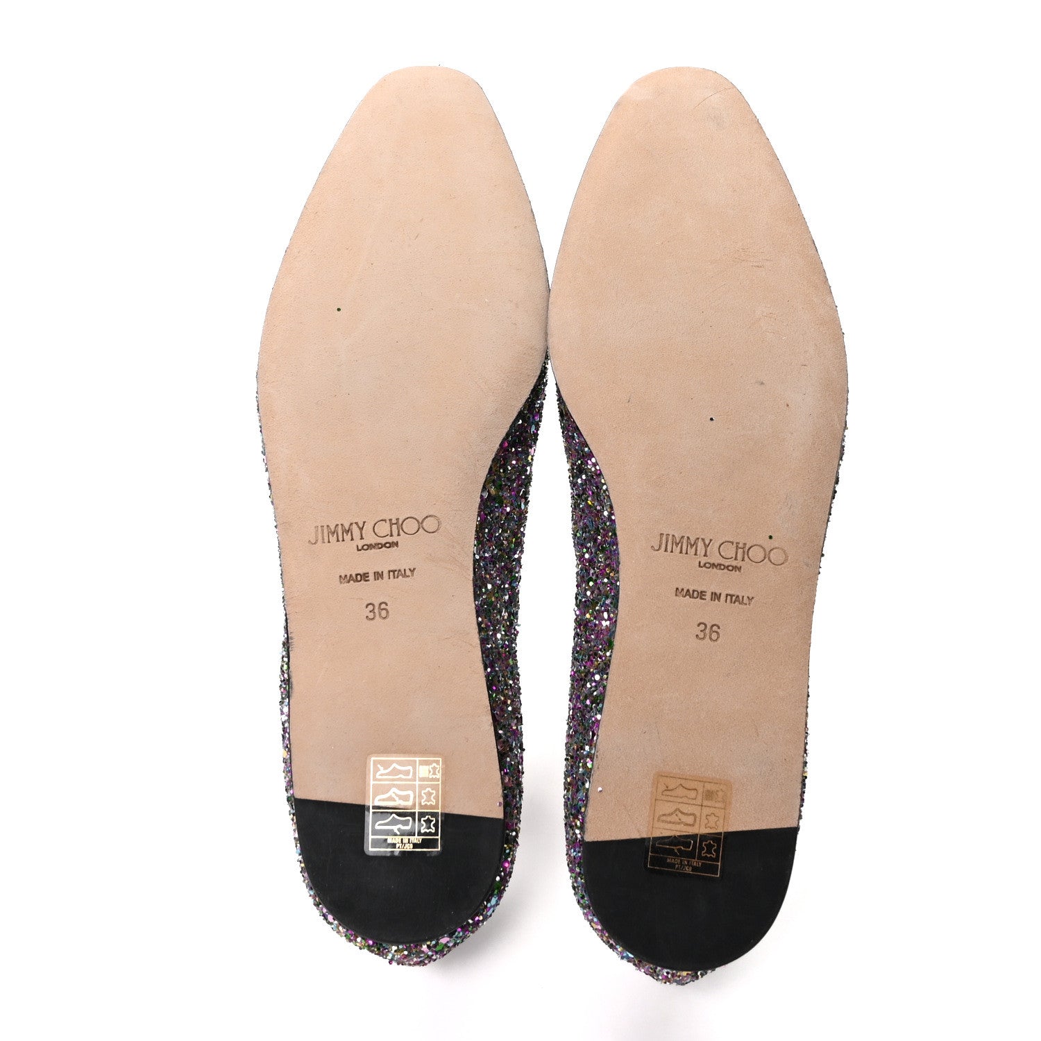 Jimmy Choo Patent Calfskin Coarse Glitter Confetti Watson Flats 36 Silver Multicolor 6 of 9