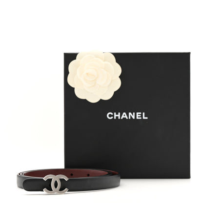 Chanel Calfskin CC Skinny Reversible Belt 90 36 Black Burgundy 9 of 9
