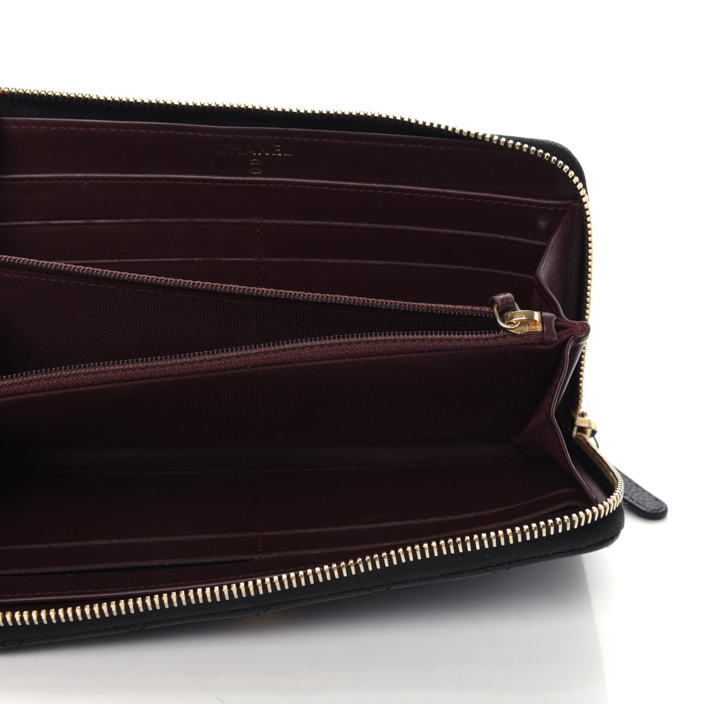 Caviar Quilted Large Gusset Zip Around Wallet Black