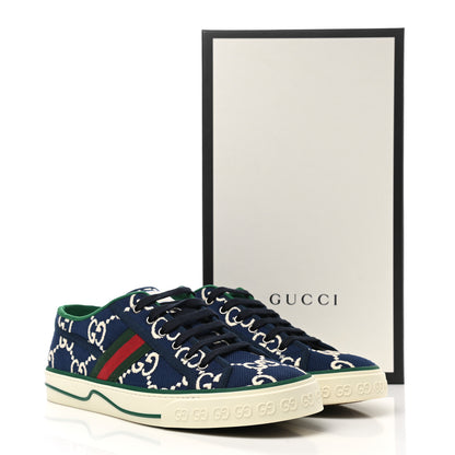 Gucci Cotton GG Monogram Web Mens 1977 Tennis Sneakers 10 Ink Ivory Blue 9 of 9