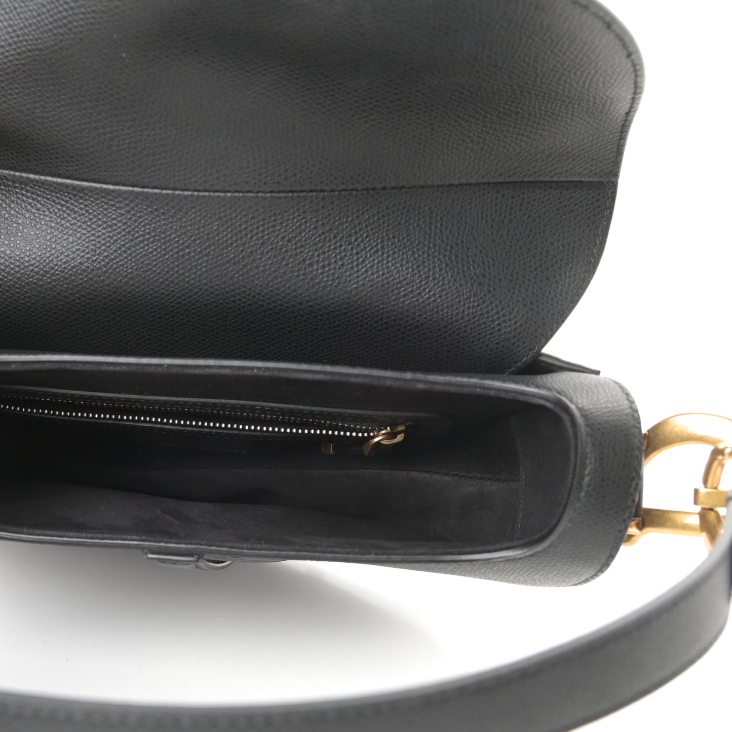 Grained Calfskin Saddle Bag Black