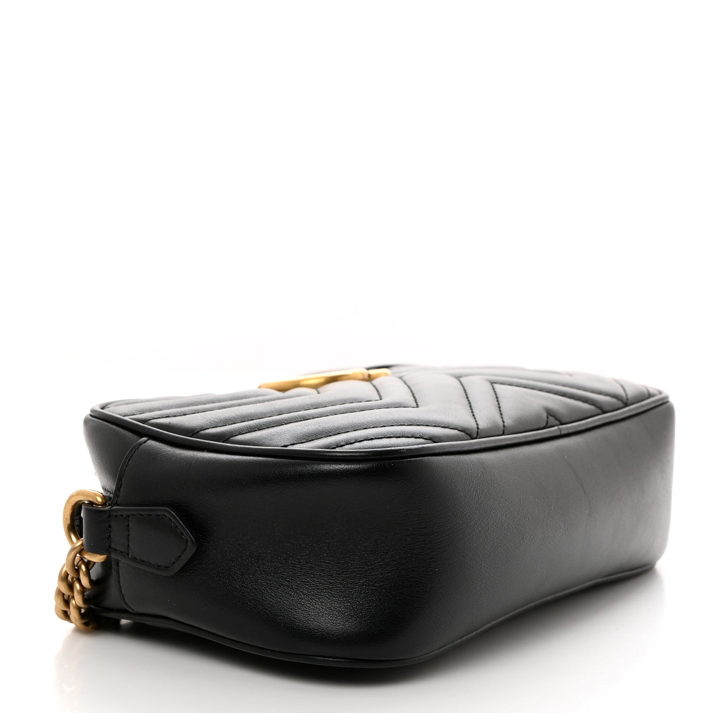 Calfskin Matelasse Small GG Marmont Chain Shoulder Bag Black