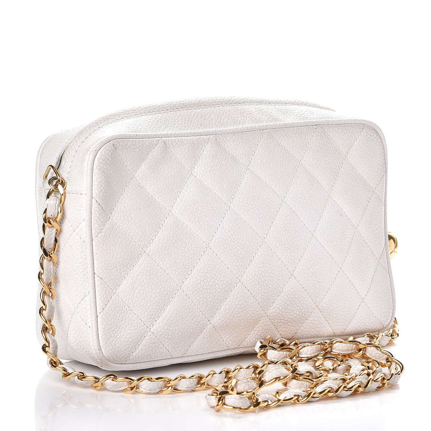 Caviar Quilted Camera Case White