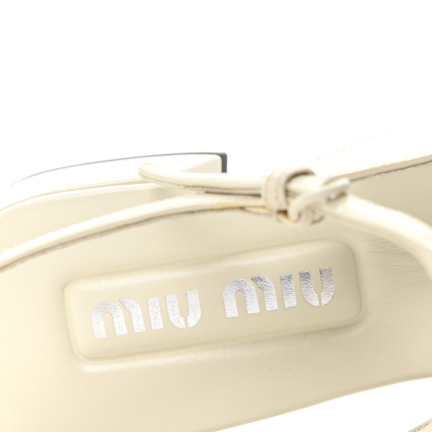 Miu Miu Vernice Slingback Mary Jane Pumps 37 Avorio 8 of 9