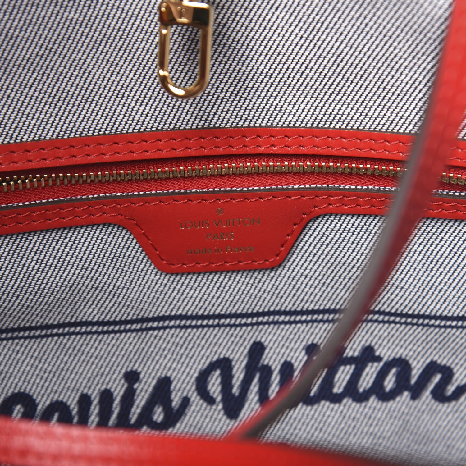 Louis Vuitton Denim Damier Monogram Patchwork Neverfull Blue Rouge 6 of 11