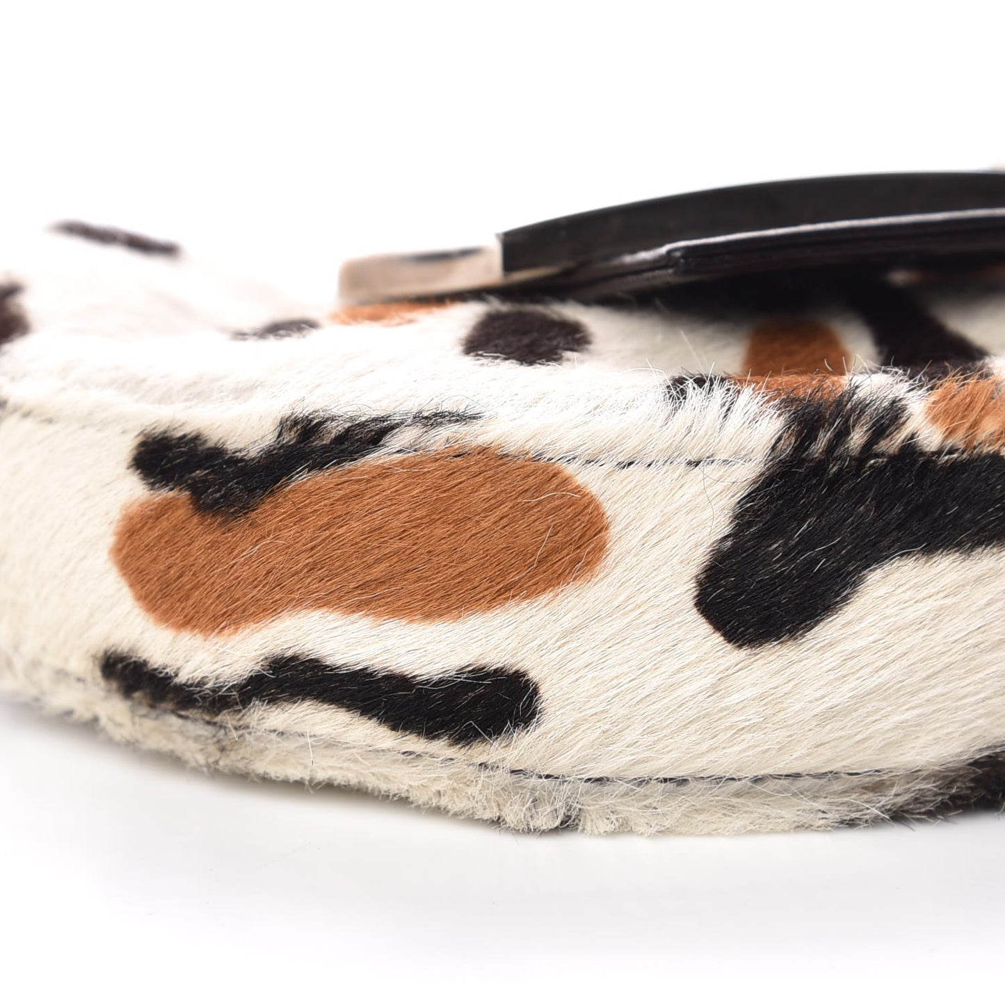 Calf Hair Leopard Print Croissant White Brown