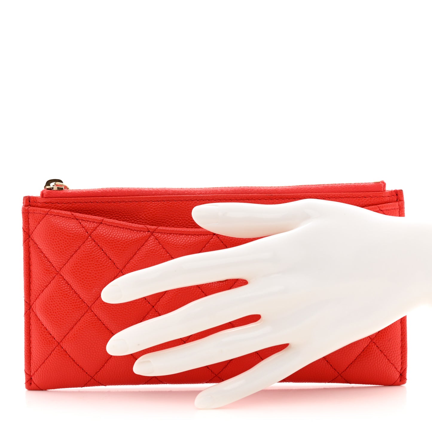 Caviar Quilted Classic Zip Pouch Red