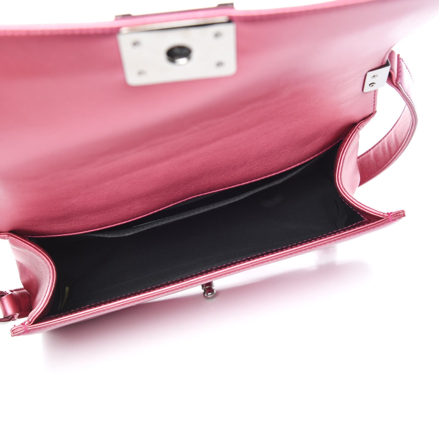 Metallic Patent Calfskin Quilted Medium Boy Flap Pink