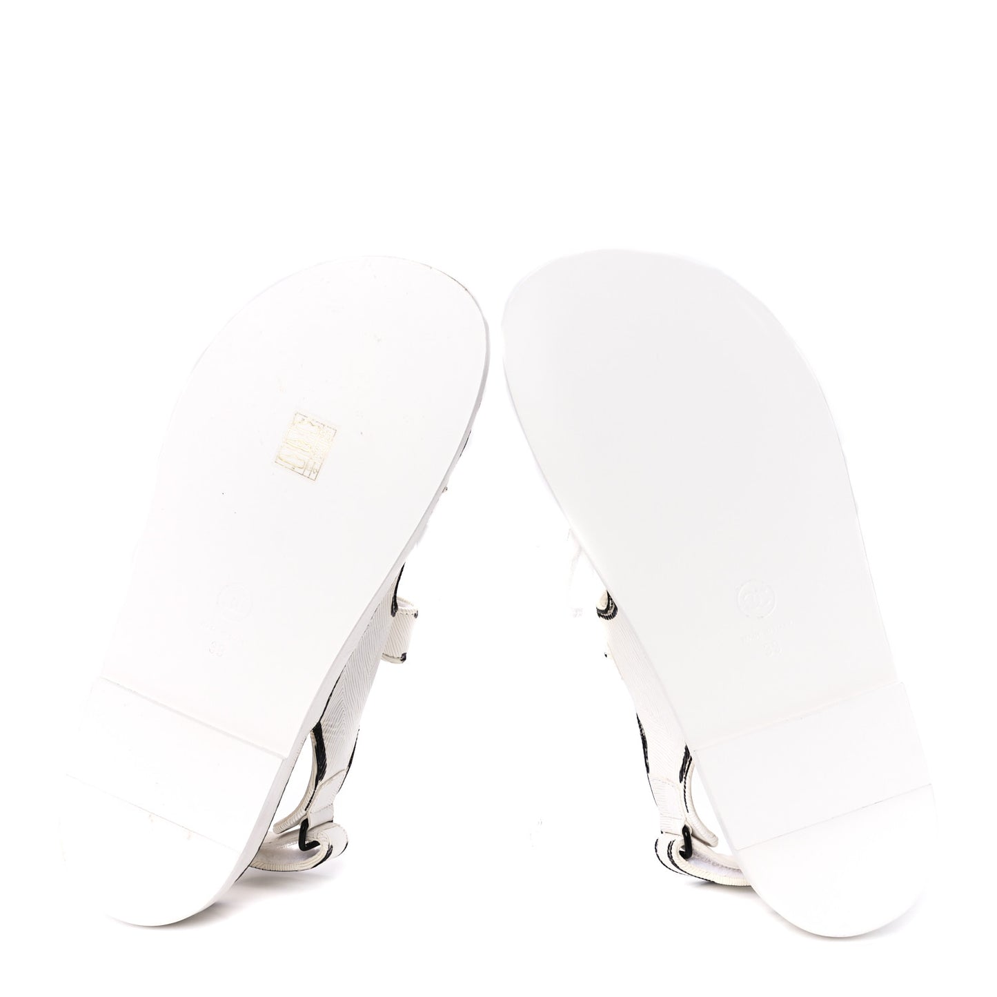 Calfskin Printed Velcro Dad Sandals 39 White Black
