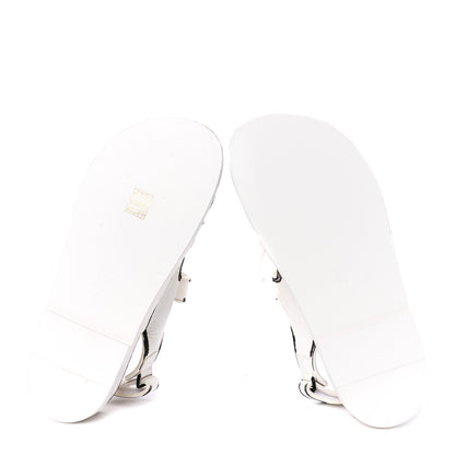 Chanel Calfskin Printed Velcro Dad Sandals 39 White Black 5 of 9