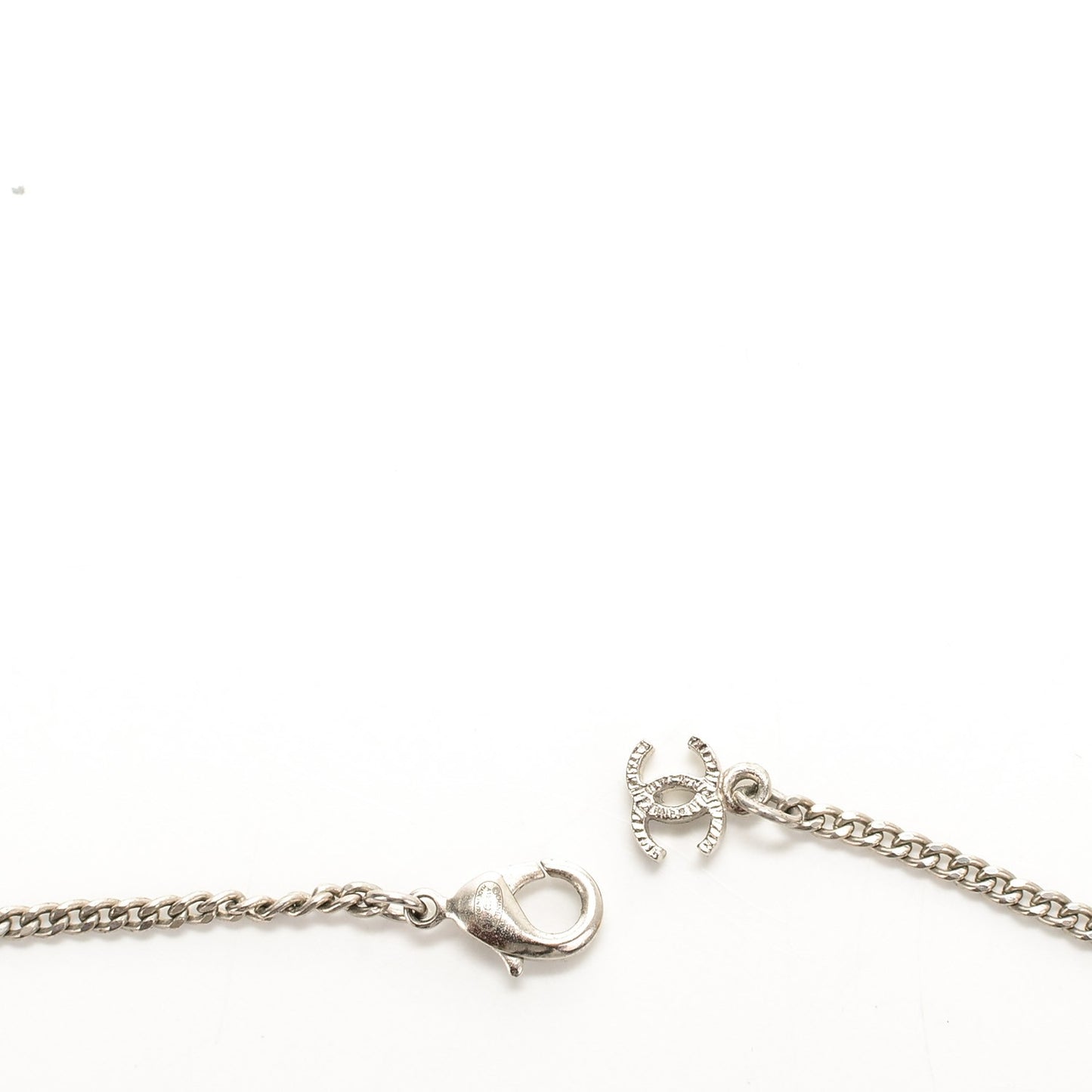 Baguette Crystal CC Necklace Silver Black