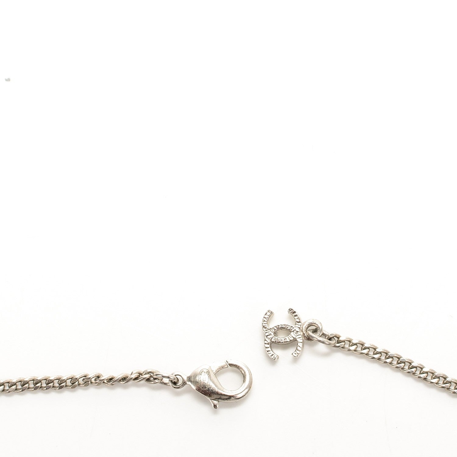 Chanel Baguette Crystal CC Necklace Silver Black 4 of 12