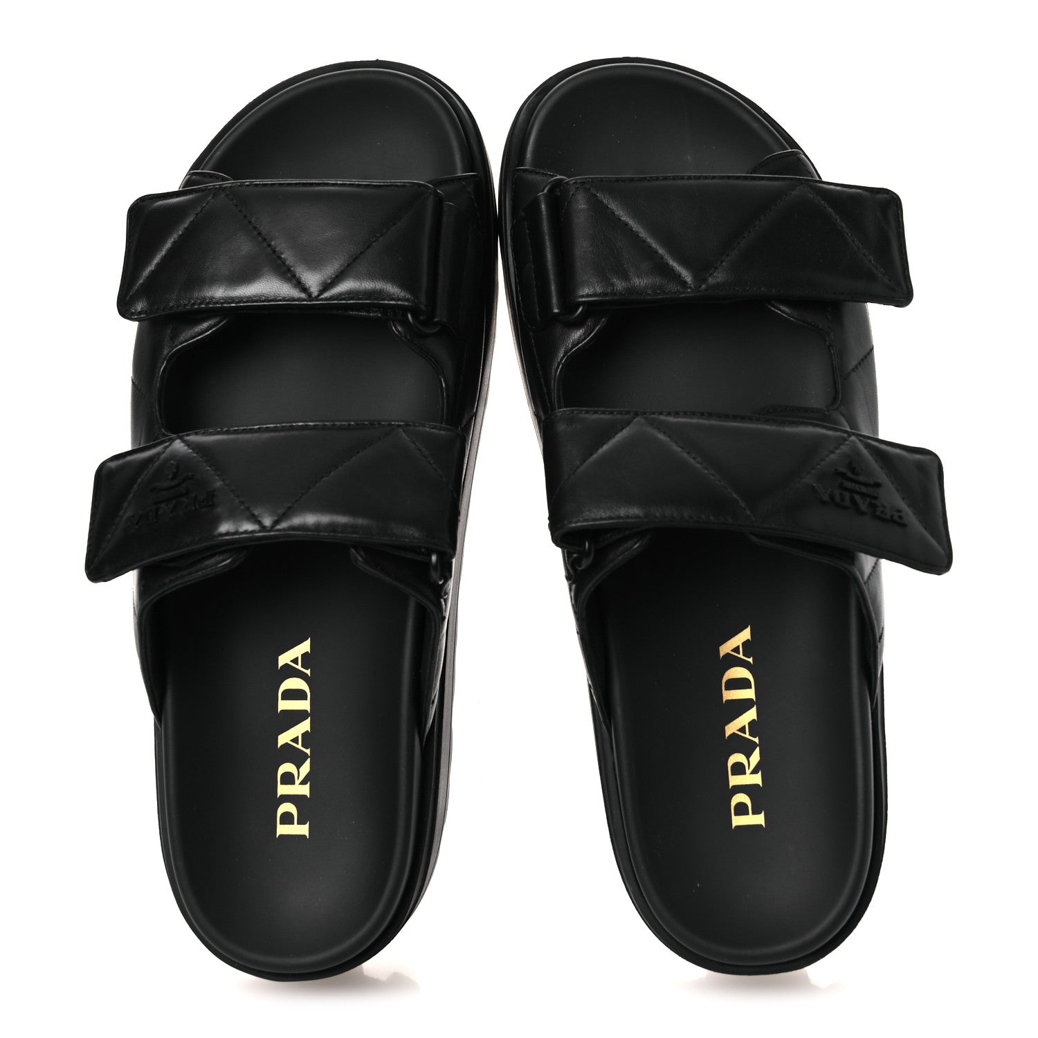 Prada Nappa Quilted Padded Logo Platform Slide Sandals 39.5 Black 8 of 13