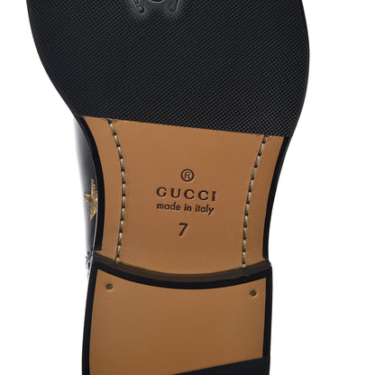 Gucci Calfskin Sylvie Web Bee Star Embroidered Mens Brogue Captoe Boots 7 Black 8 of 9