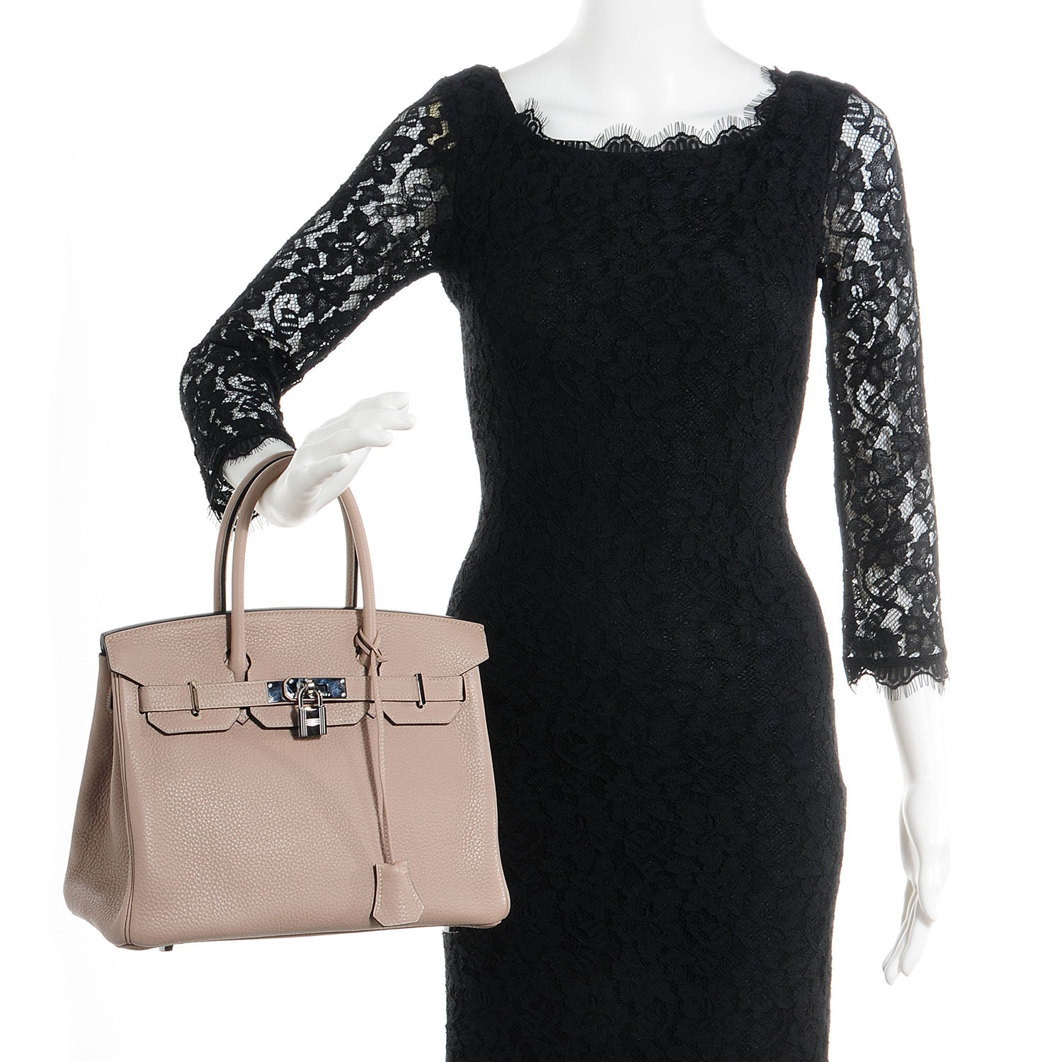 Hermes Taurillon Clemence Horseshoe Birkin 30 Gris Tourterelle and Black 2 of 28