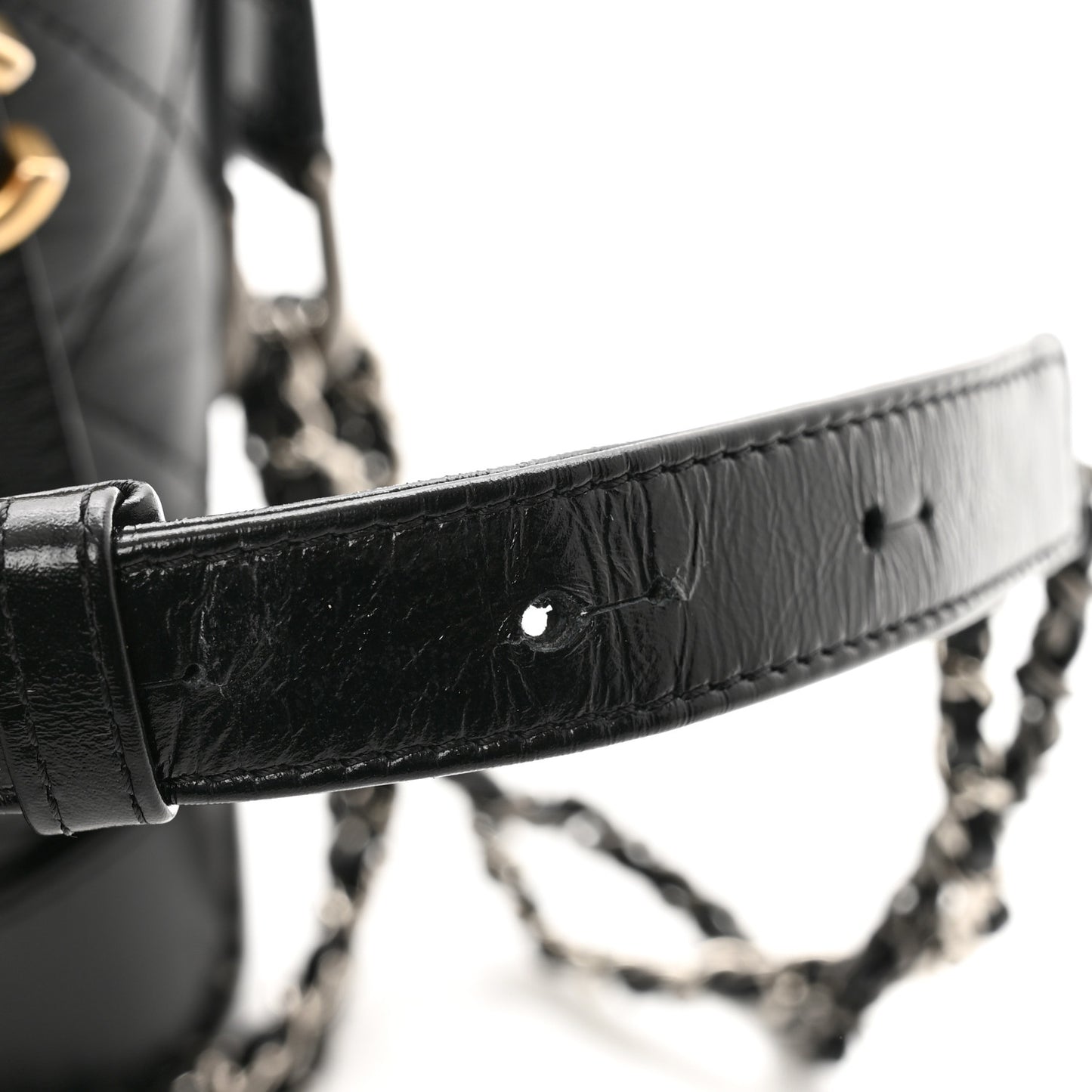 Aged Calfskin Quilted Small Gabrielle Hobo Black