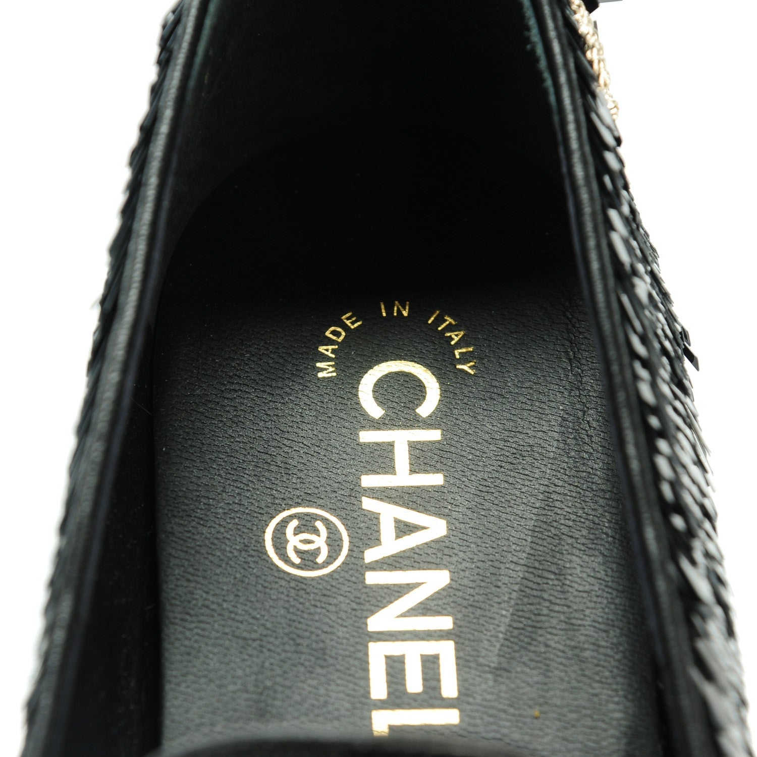 Chanel Sequin CC Loafers 38.5 Black 8 of 9