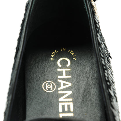 Chanel Sequin CC Loafers 38.5 Black 8 of 9