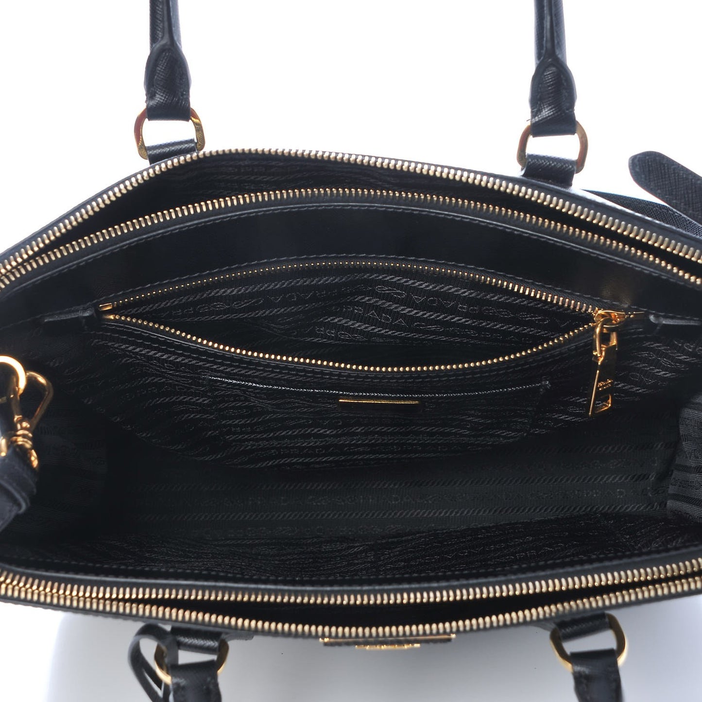 Saffiano Medium Galleria Double Zip Tote Black