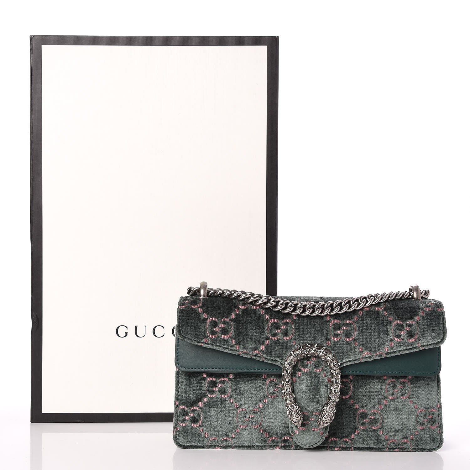 Gucci Velvet Moon Calfskin Crystal GG Monogram Small Dionysus Shoulder Bag Avio Dusty Pink Black Diamond 8 of 8