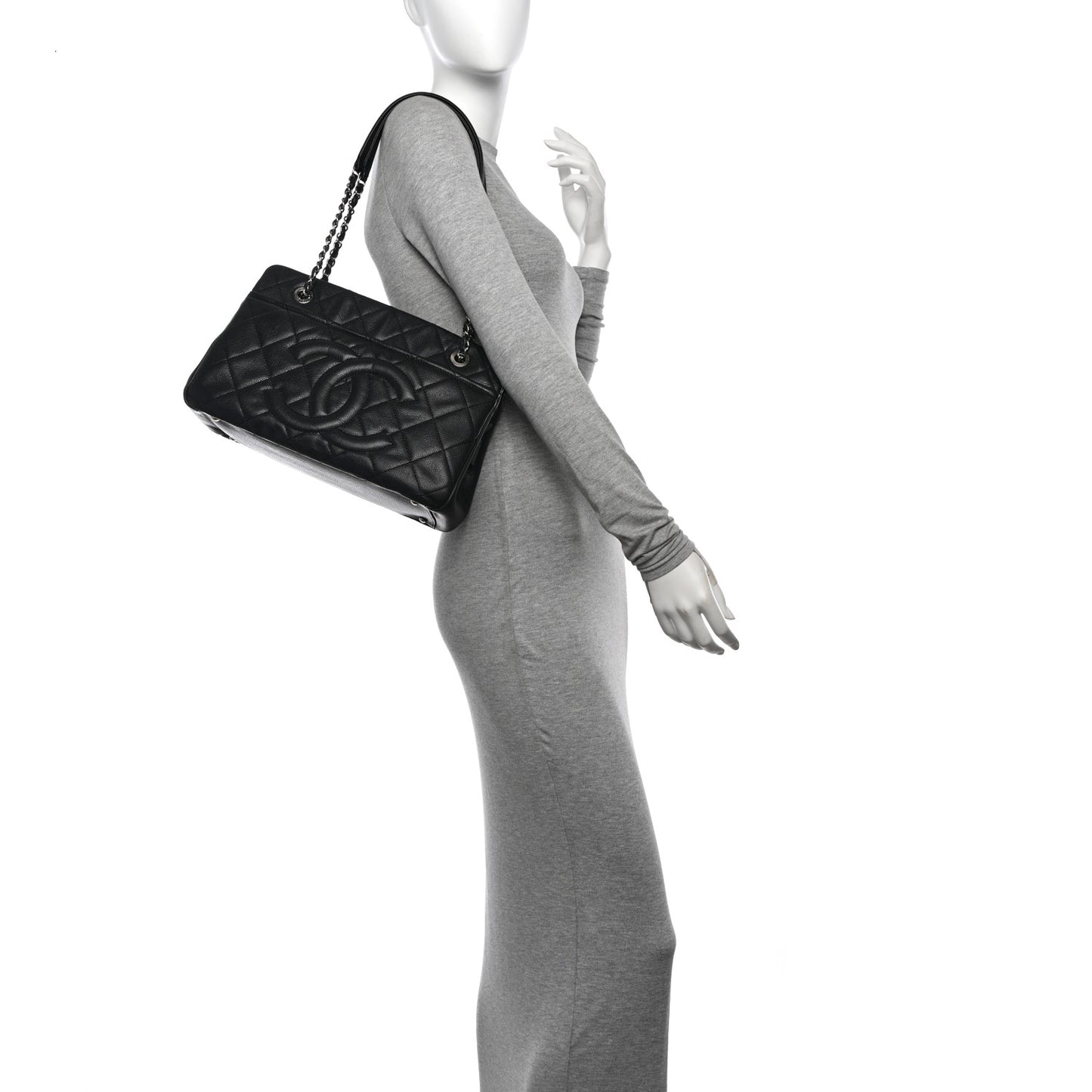 Caviar Quilted Timeless CC Soft Tote Black