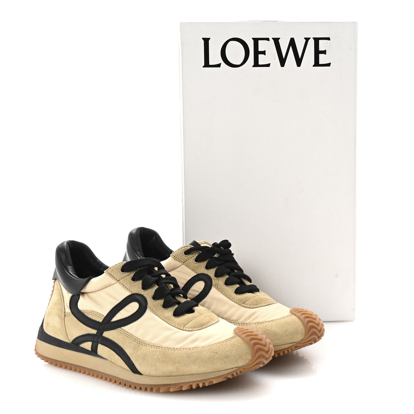 Nylon Suede Flow Runner Sneakers 37 Gold Black
