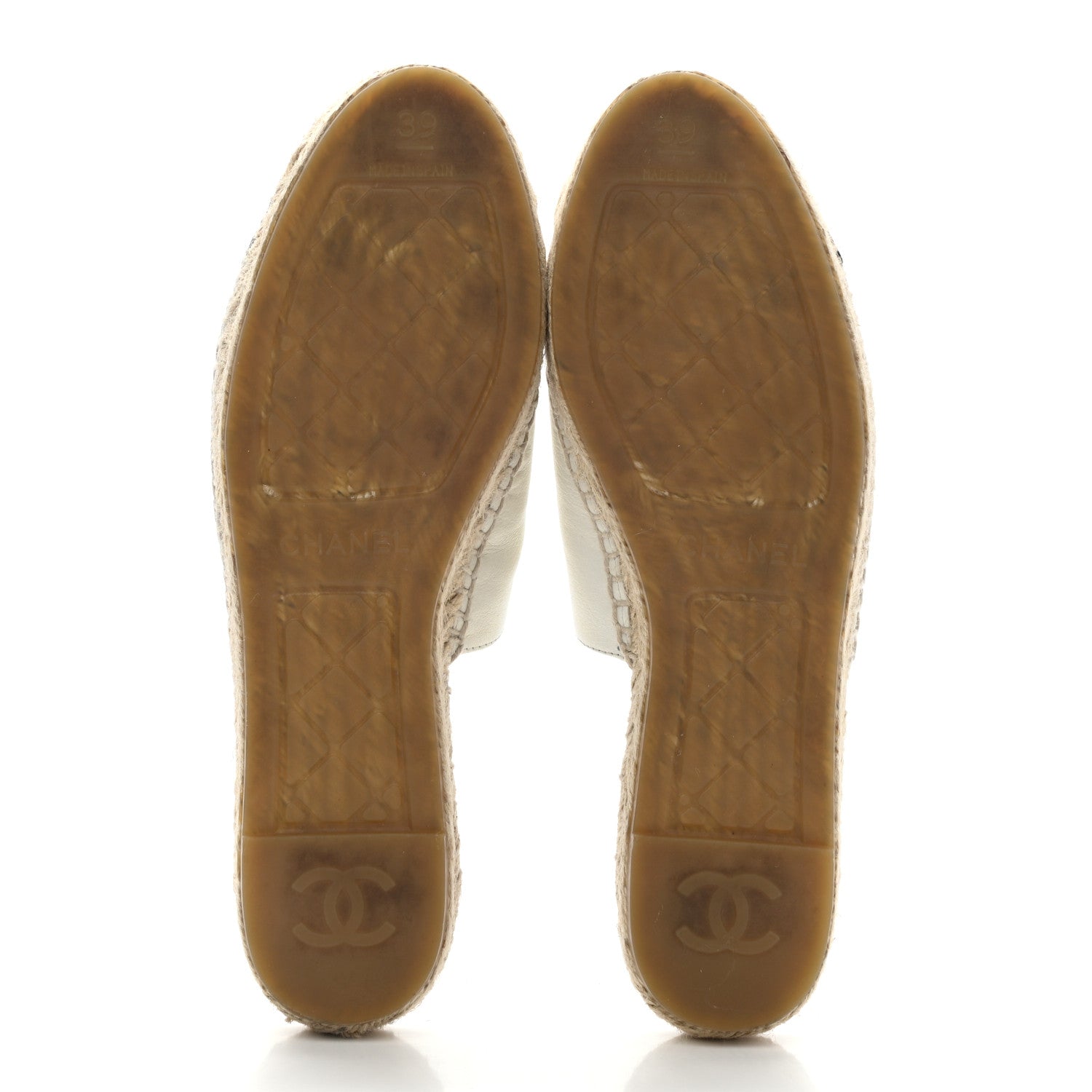 Chanel Iridescent Goatskin CC Espadrille Mules 39 Ivory Black 5 of 9