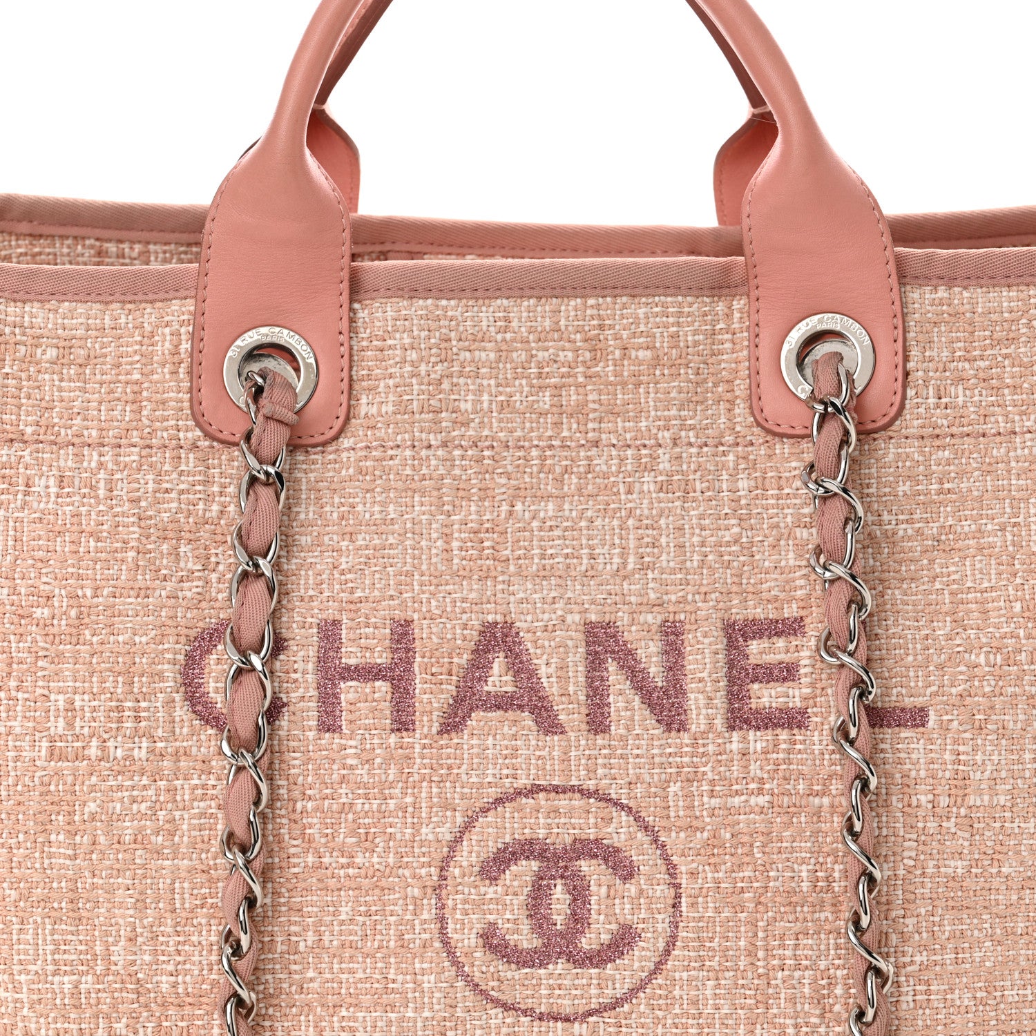 Chanel Straw Lurex Large Deauville Tote Pink 8 of 17