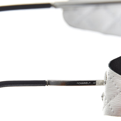 Chanel Titanium Lambskin CC Pilot Sunglasses White 5 of 7