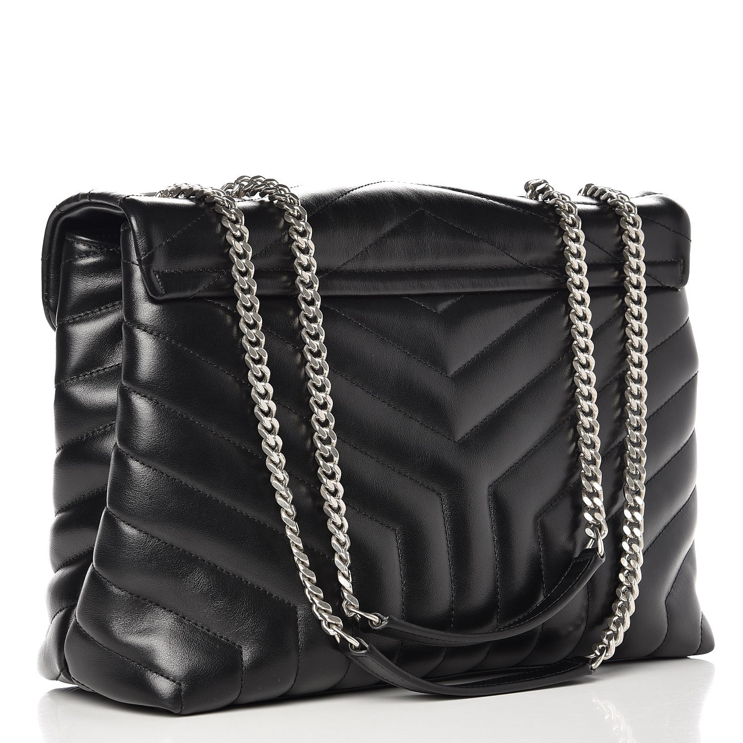Saint Laurent Calfskin Y Quilted Monogram Medium Loulou Chain Satchel Black 3 of 9