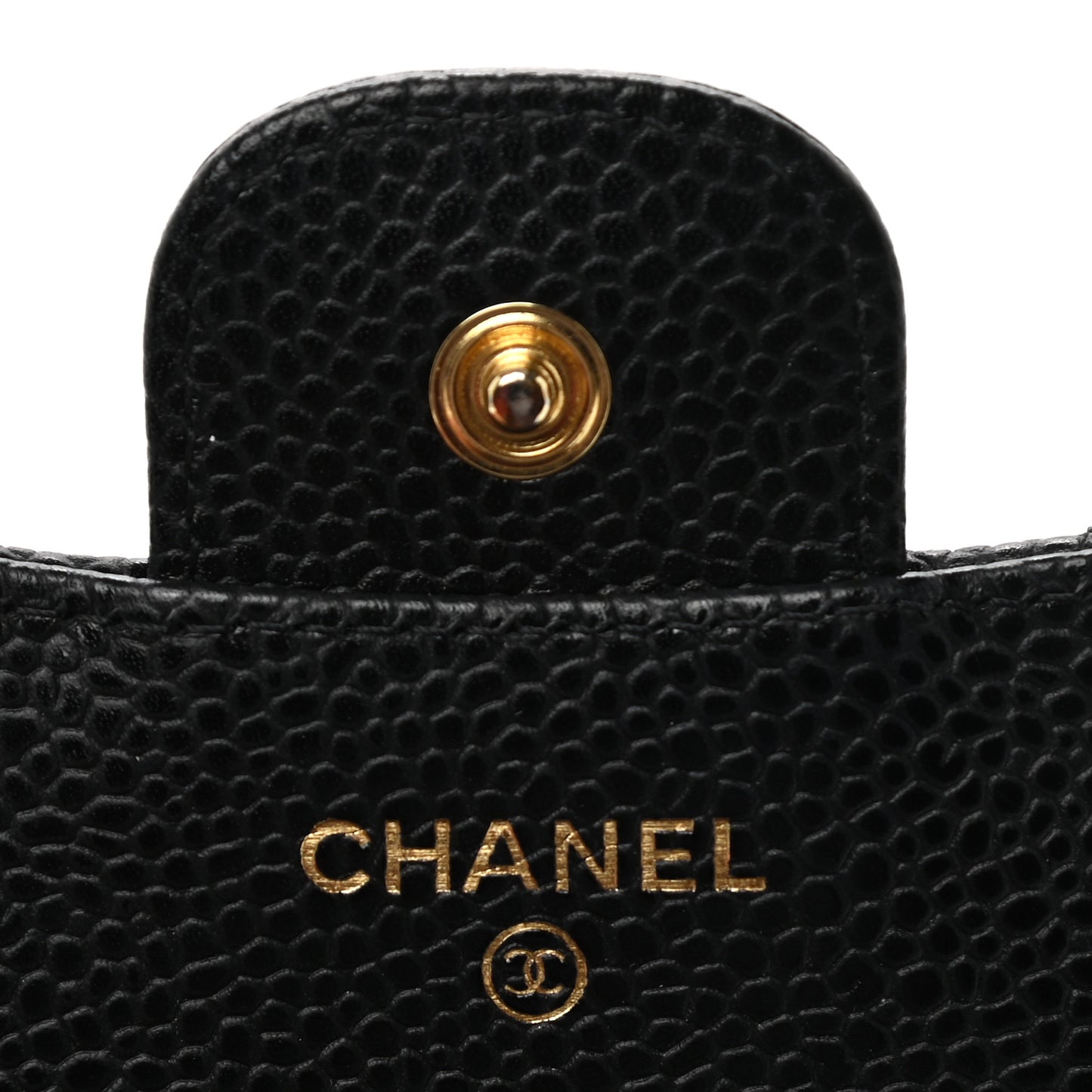 Caviar Quilted Compact Flap Wallet Black