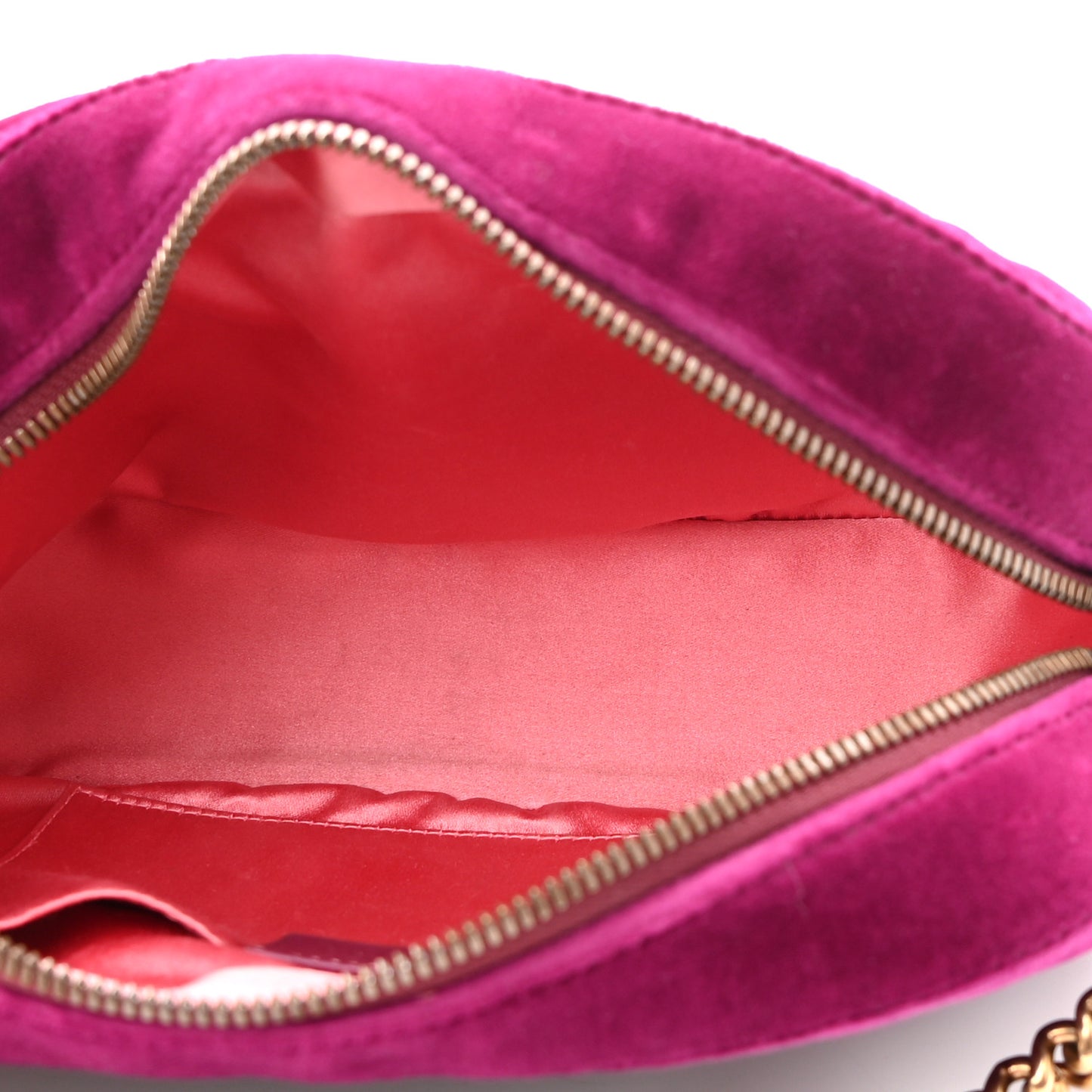 Velvet Matelasse Small GG Marmont Chain Shoulder Bag Fuchsia Violet Cyclamen