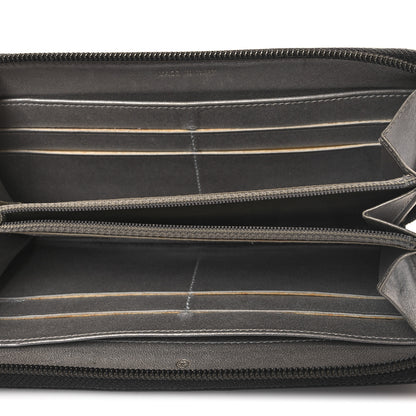 Chanel Lambskin Camellia Embossed Large Zip Around Gusset Wallet Black 5 of 11