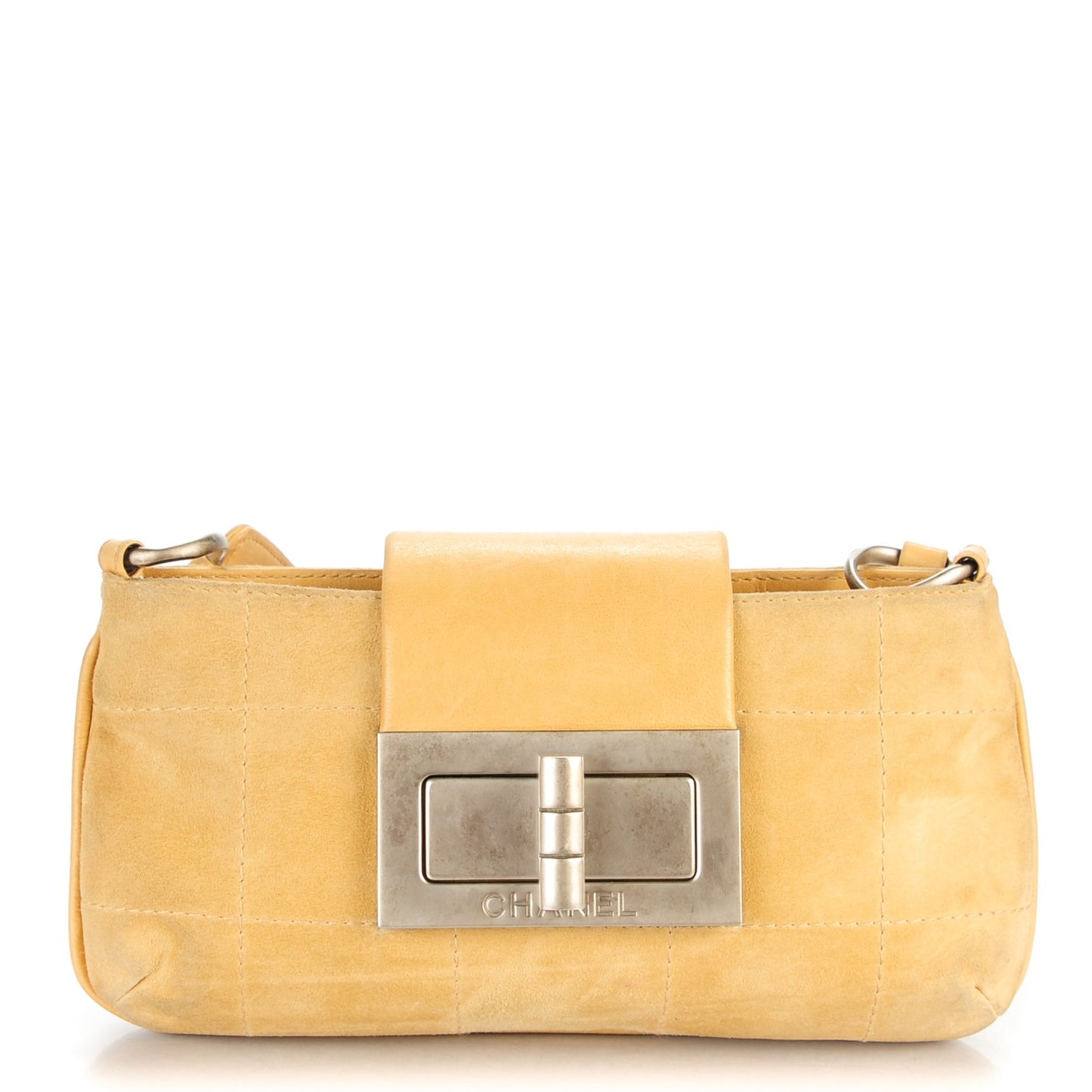 Suede Quilted Small Mademoiselle Shoulder Bag Beige