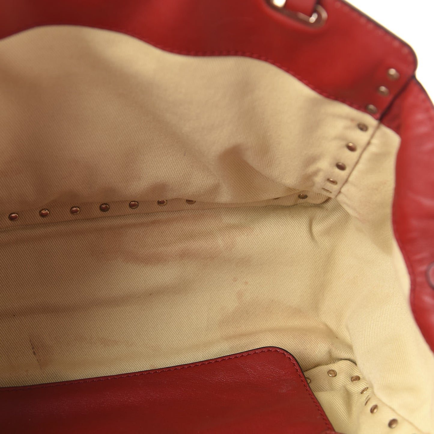 Vitello Small Rockstud Tote Rosso Valentino