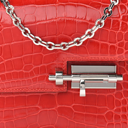 Hermes Shiny Alligator Mini Verrou Chaine Bag Geranium 8 of 10