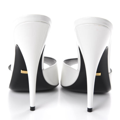 Gucci Polished Calfskin Scarlet High Heel Slide Sandals 40.5 Great White 5 of 10