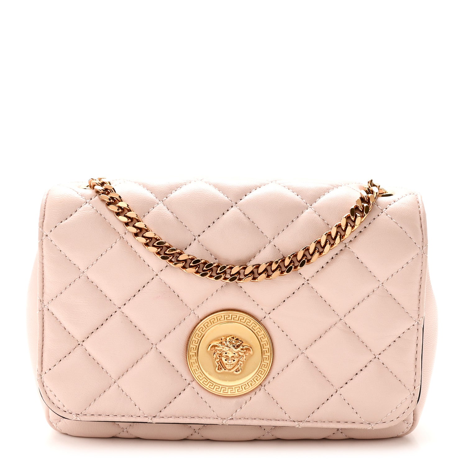 Versace Nappa Quilted Small Medusa Chain Crossbody Light Pink 1 of 9