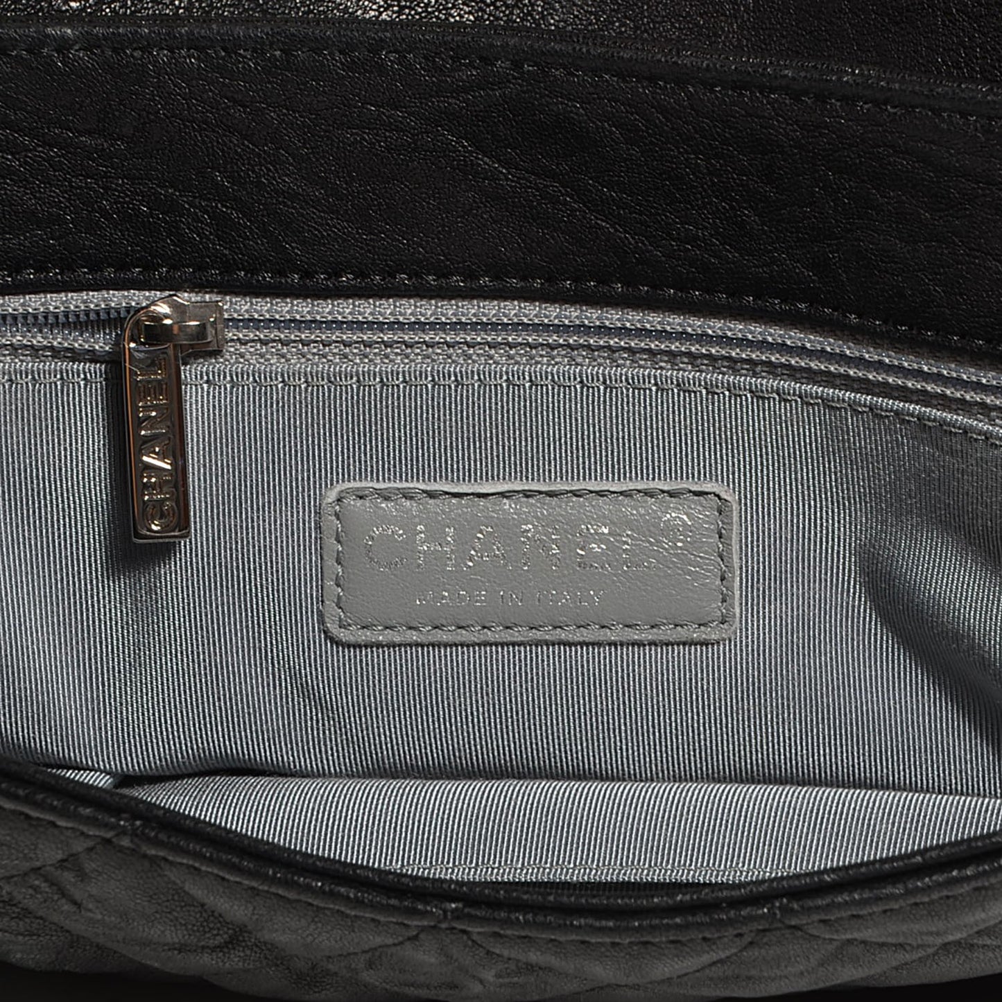 Crumpled Lambskin Chain Around Maxi Flap Bag Black