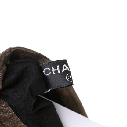 Chanel Metallic Lambskin Long Gloves 8 Black Brown 4 of 9