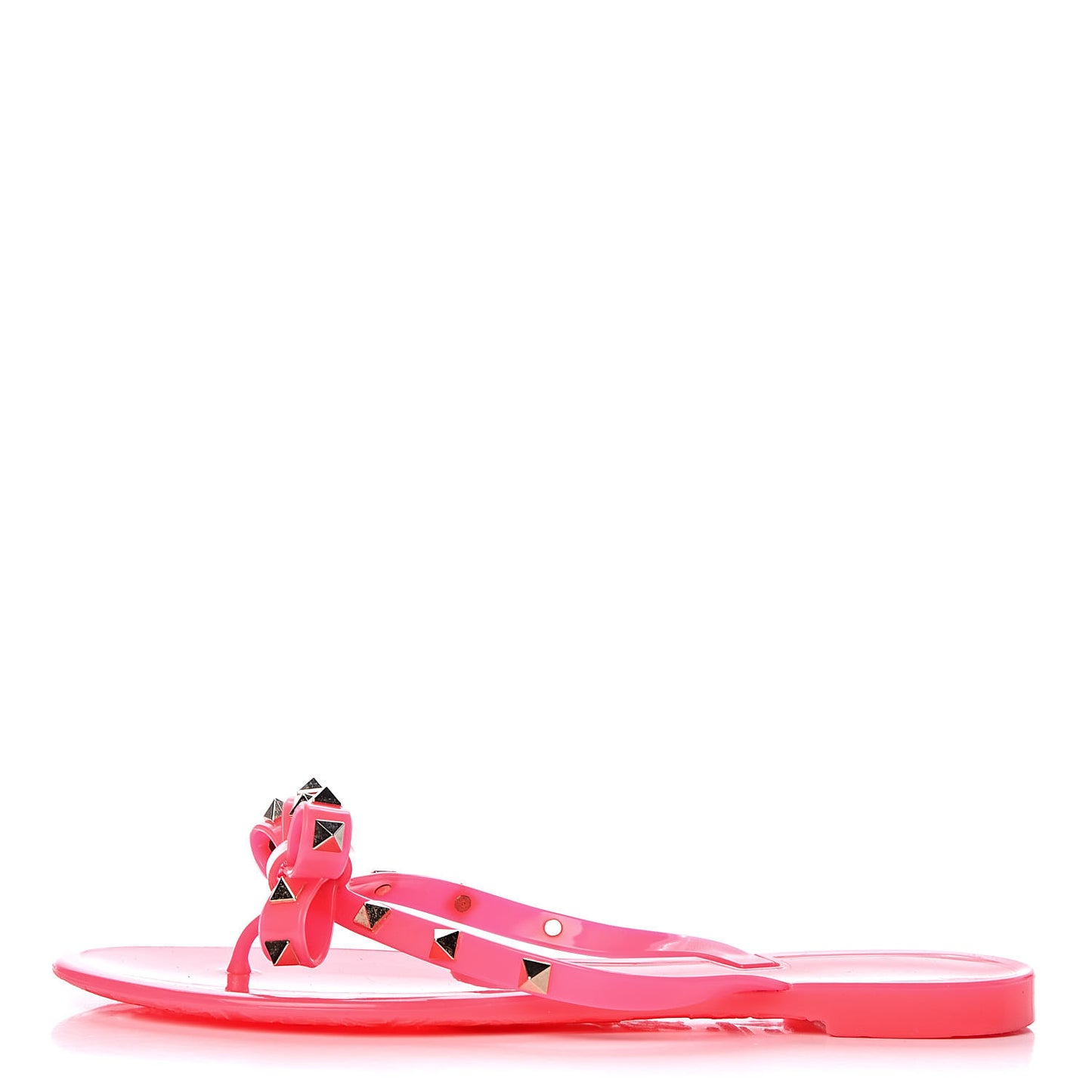 PVC Jelly Rockstud Bow Thong Sandals 39 Fuxia Fluo