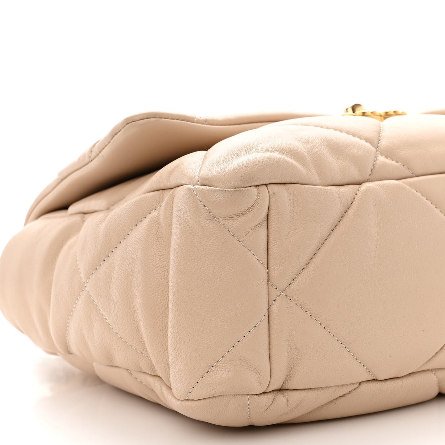 Lambskin Quilted Large Chanel 19 Flap Beige