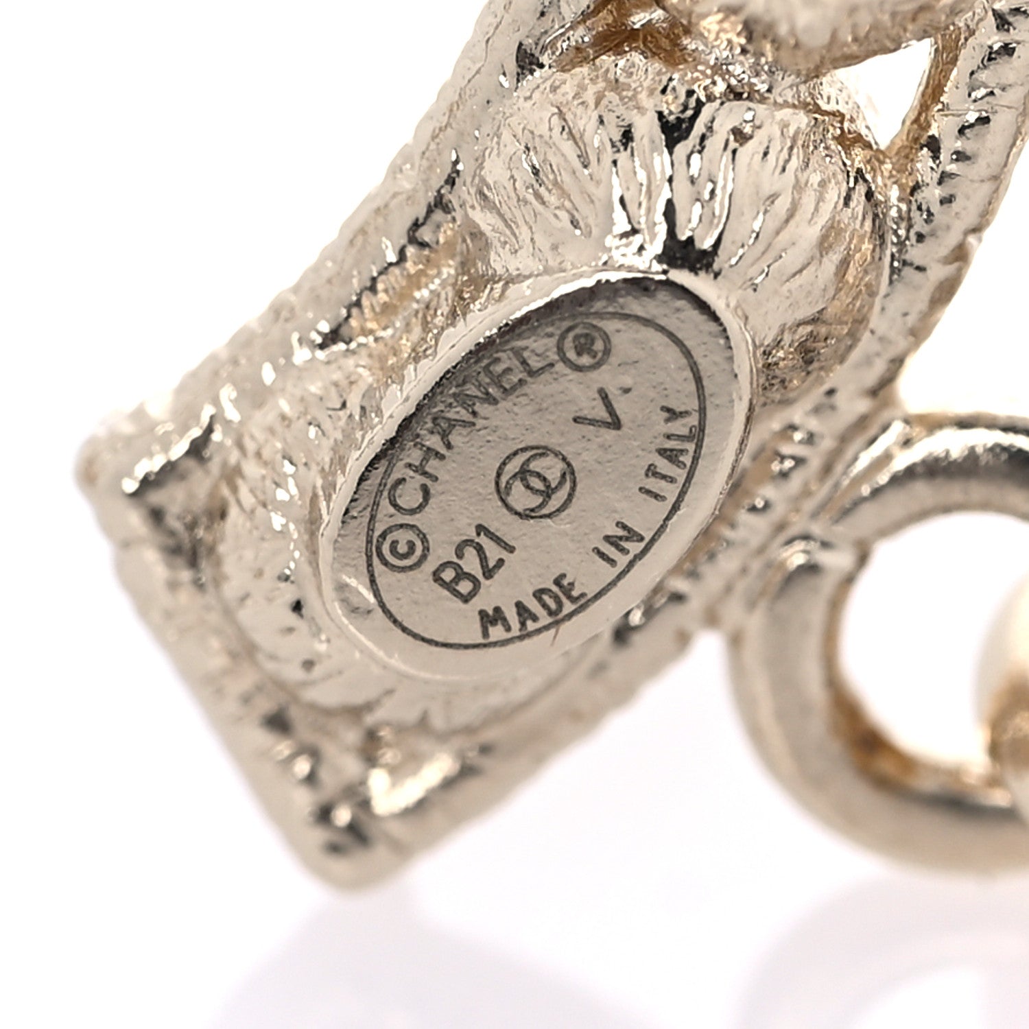 Chanel Crystal Cha-Nel Logo Drop Earrings Gold 4 of 5