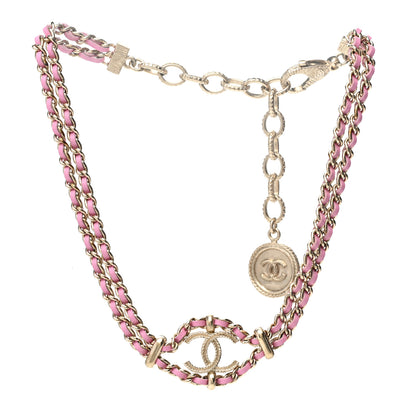 Chanel Metal Lambskin CC Chain Link Necklace Pink 3 of 6
